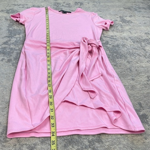 New French Connection Short Sleeve Wrap T Shirt Dress Lilac Sachet Pink Sz M - Picture 9 of 11